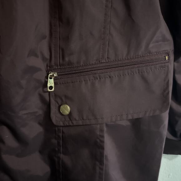 Cole Haan Signature Back Bow Packable Hooded Burgundy Sz XL Raincoat Jacket - Picture 4 of 6